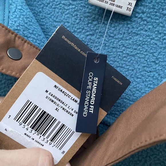 The North Face Men's Size L Blue/Brown Carbondale 1/4 Snap Fleece Hoodi… - Picture 4 of 8